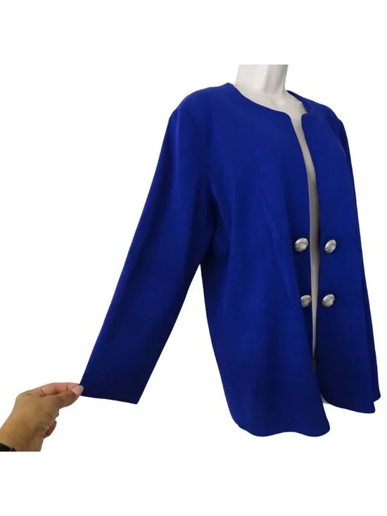 Vintage Misook Purple Open Front Knit Caridgan Blazer Jacket Size XL 90s Y2K - Picture 4 of 12